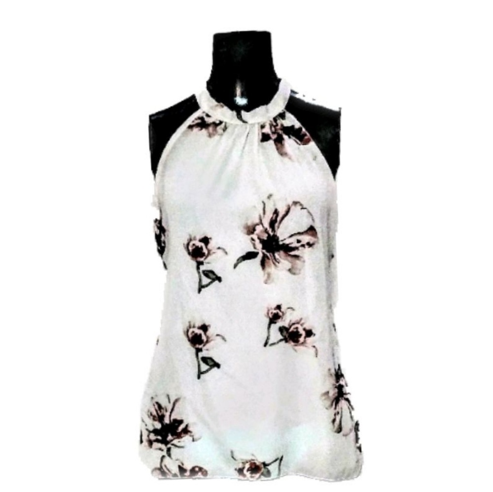 Vivace Floral High Collar Sleeveless Tank Top Sz M